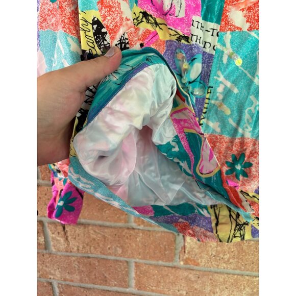 Diane Gilman Womens Multicolor Floral Patchwork Button-Up Silk Jacket - Picture 10 of 12